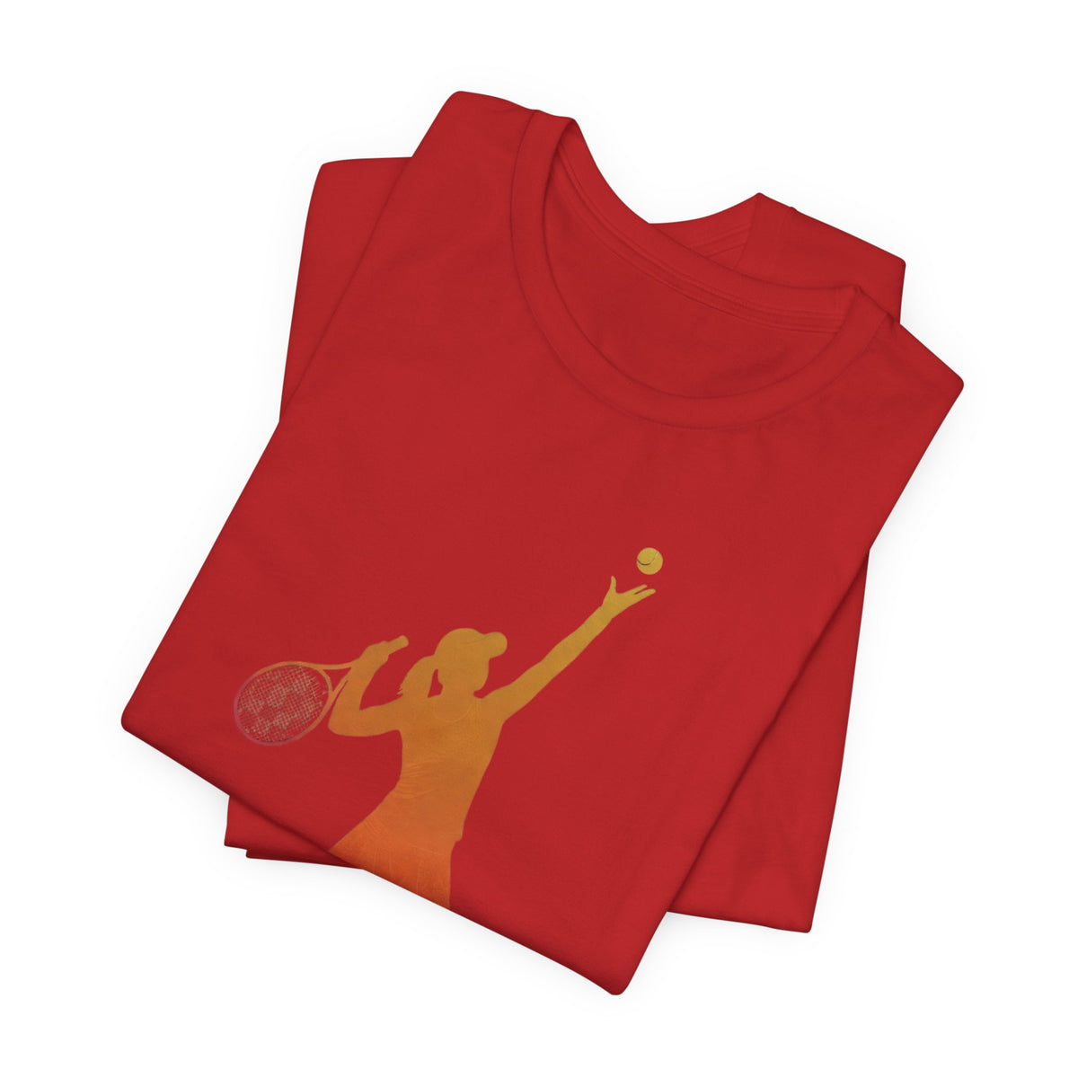 Tennis Serve Silhouette Tee — Gradient Female Tennis Player Graphic T‑Shirt