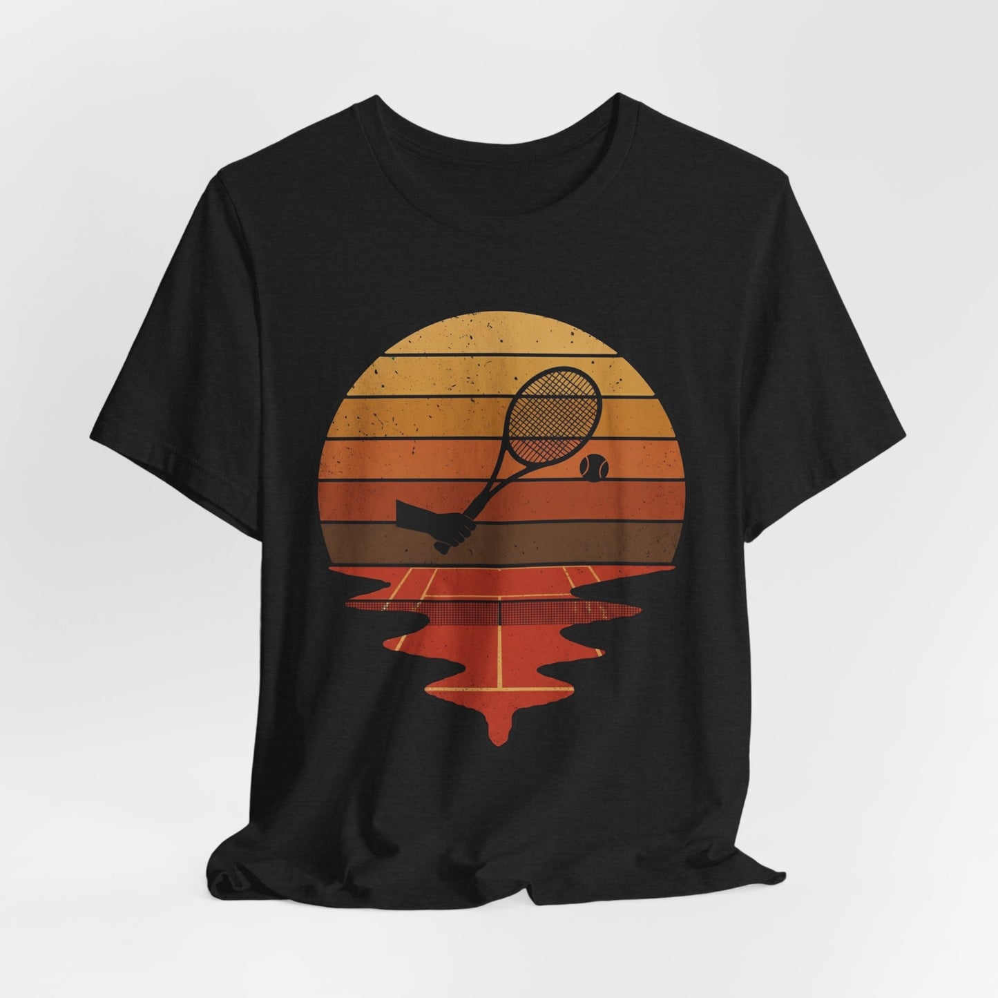 Retro Tennis Sunset Tee — Vintage Racket & Ball Graphic T‑Shirt