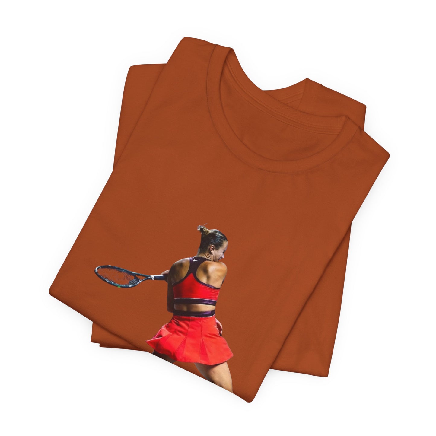 Tennis Player Sabalenka Graphic Tee — Women’s Red Dress Tennis Apparel