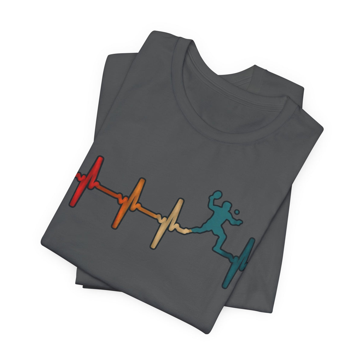 Heartbeat Tennis T‑Shirt — Colorful Surf Pulse Graphic Tee