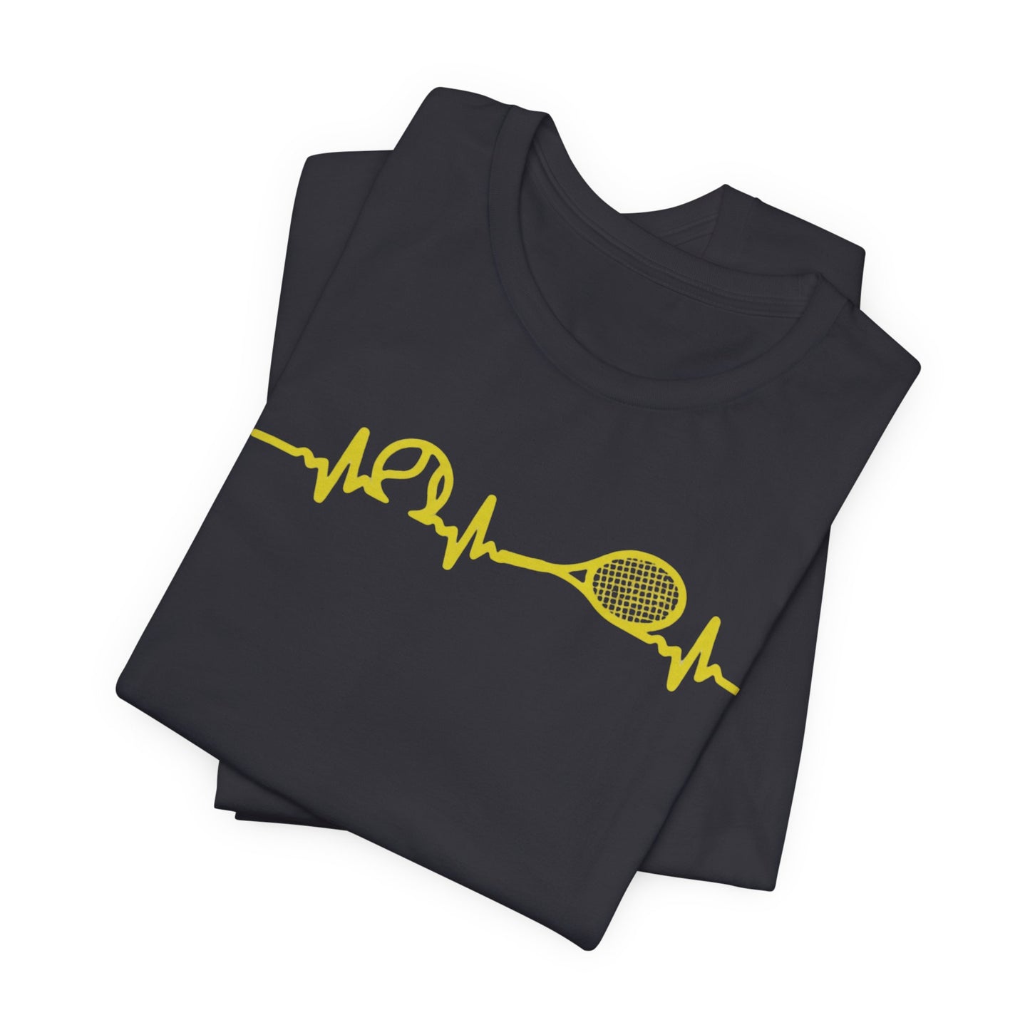 Tennis Heartbeat Tee — Minimal Tennis Racket ECG Graphic T-Shirt