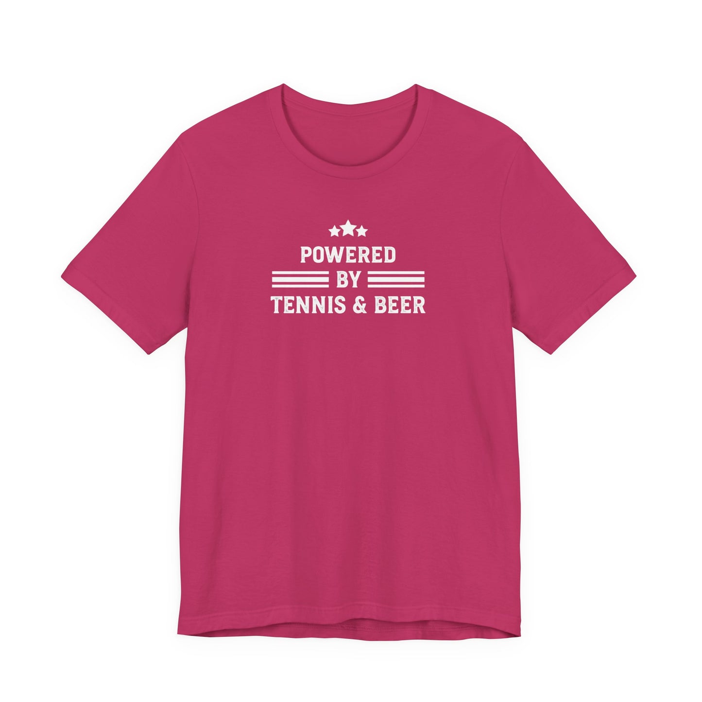 T-Shirt — "Powered by Tennis & Beer" Graphic Tee
