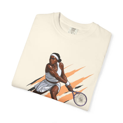 COCO GAUFF Tennis Player Graphic T-Shirt — Dynamic Women's Tennis Art Tee