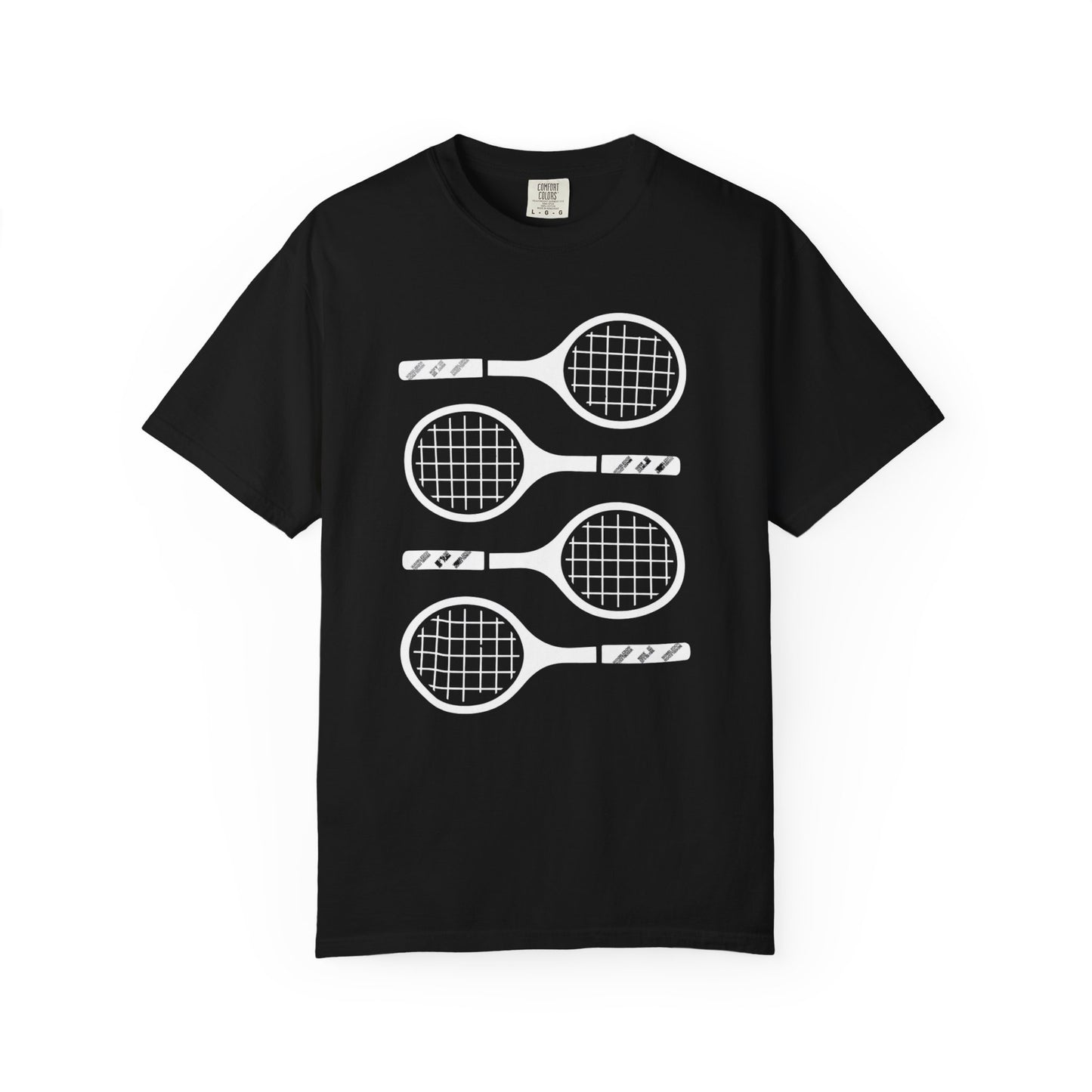 Tennis Rackets Graphic T-Shirt — Vintage-Inspired Garment-Dyed Tee