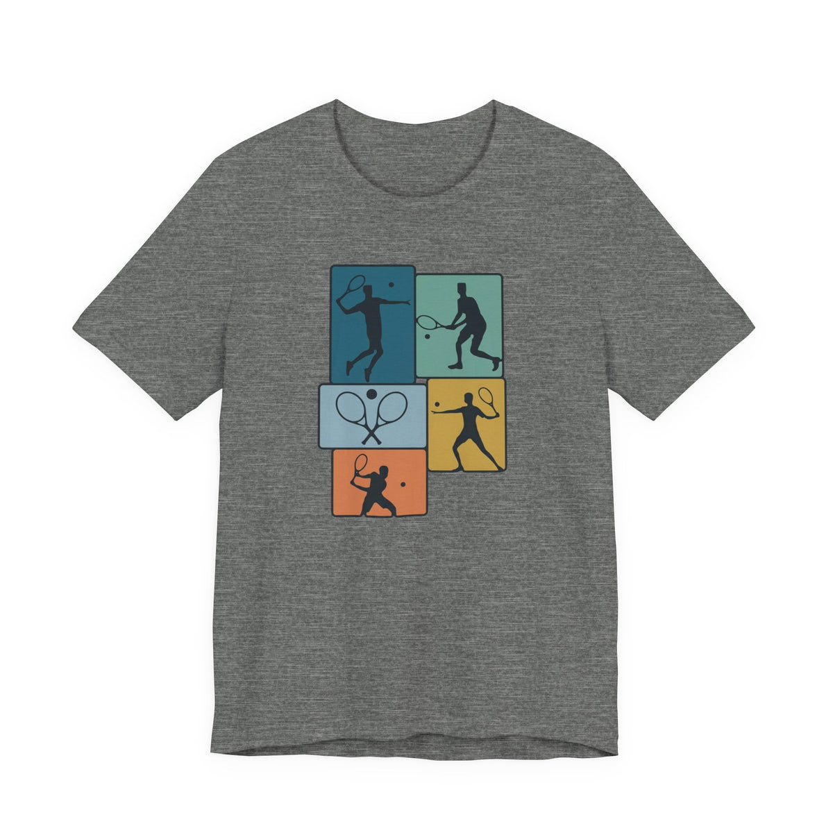 Tennis Silhouette Graphic Tee — Color Block Racket Players
