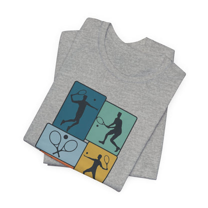 Tennis Silhouette Graphic Tee — Color Block Racket Players