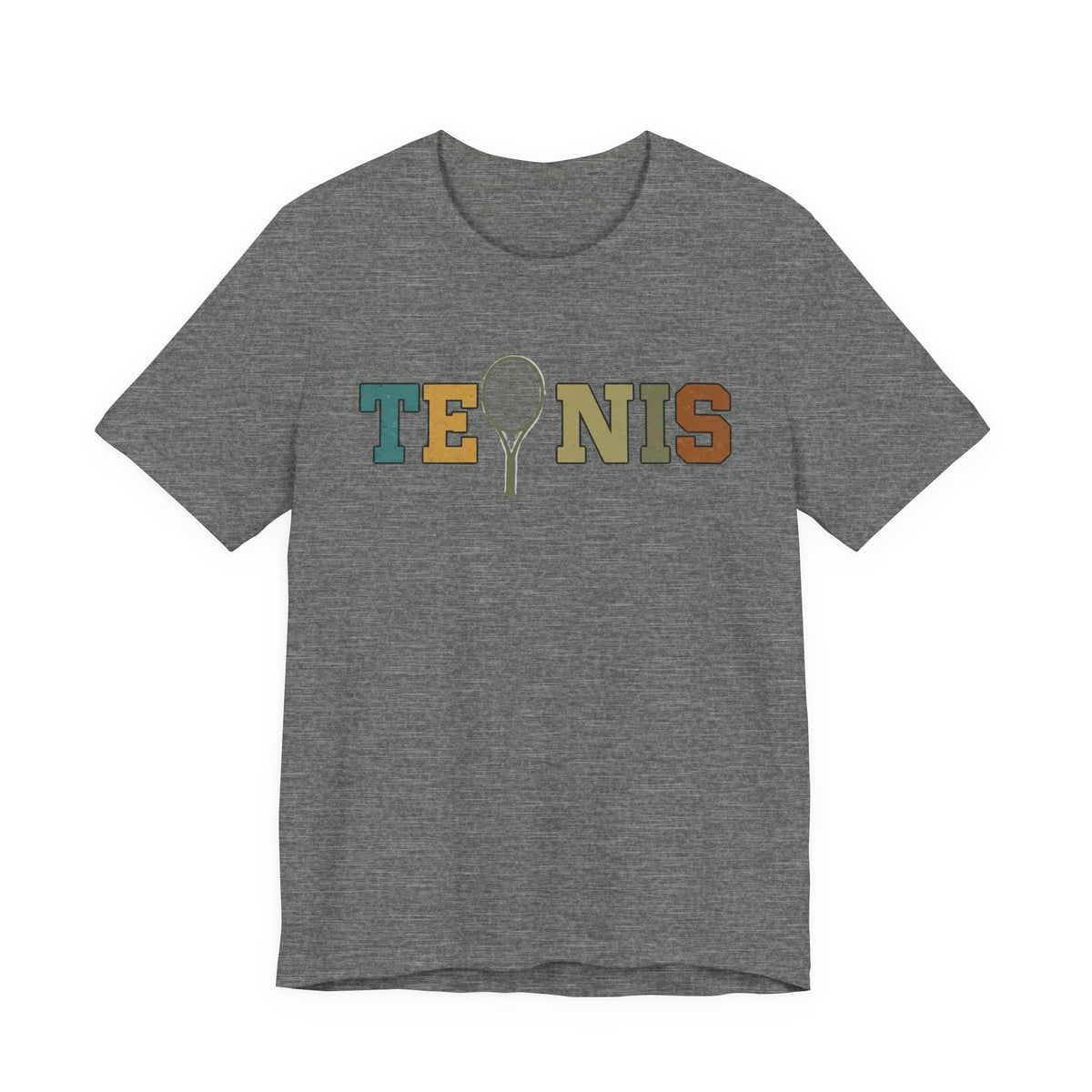 Tennis Retro Graphic Tee — Vintage Racket Lettering Shirt