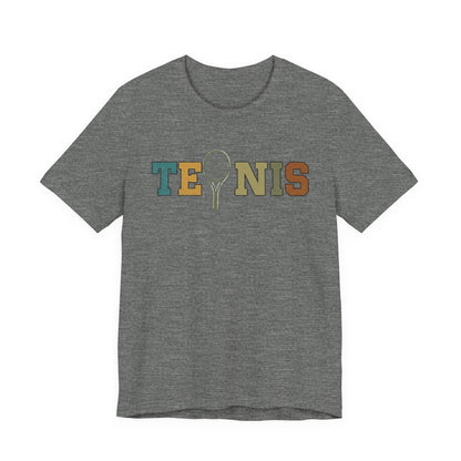 Tennis Retro Graphic Tee — Vintage Racket Lettering Shirt