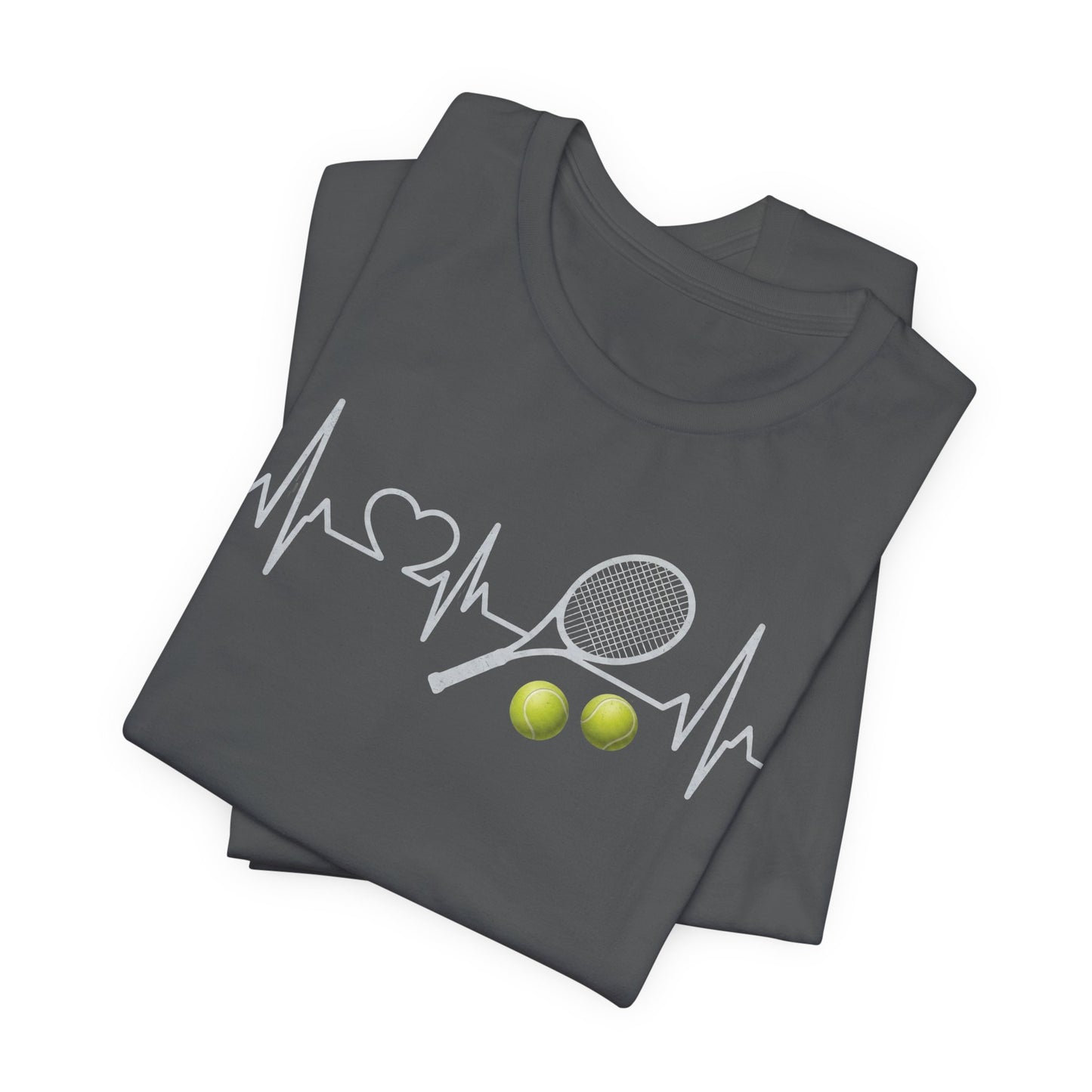 Tennis Heartbeat Tee – Racket & Tennis Ball Graphic Shirt