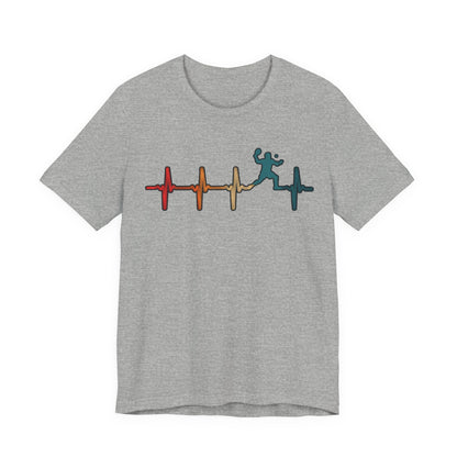 Heartbeat Tennis T‑Shirt — Colorful Surf Pulse Graphic Tee