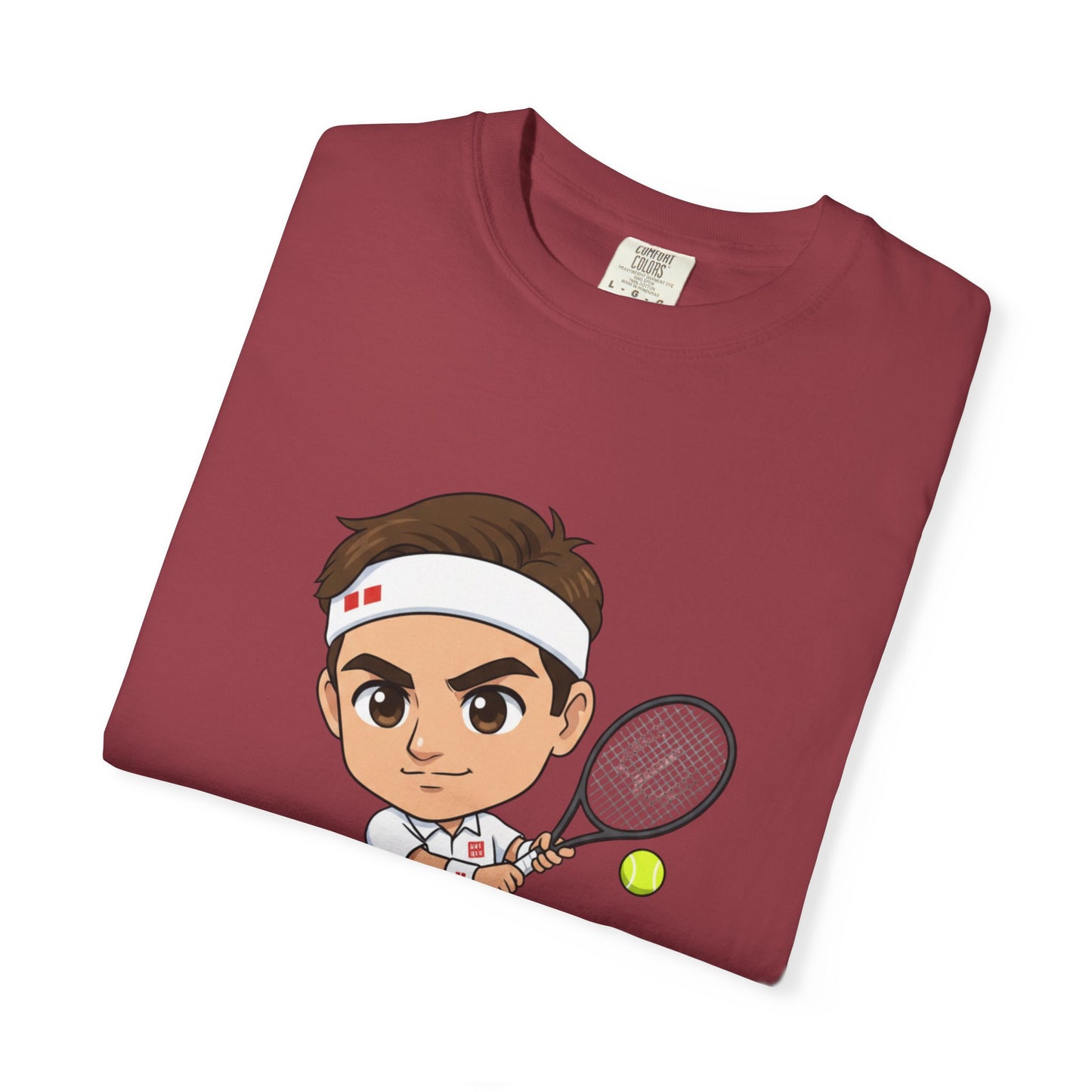 Federer Cartoon Tennis T-Shirt — Retro Athlete Graphic Tee
