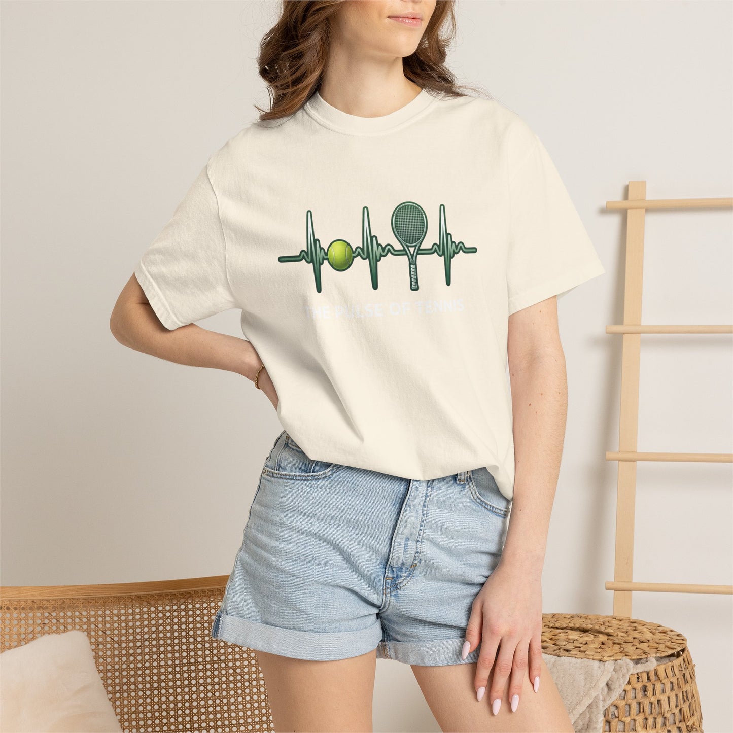 Tennis Heartbeat T‑Shirt — Tennis Ball & Racket ECG Design
