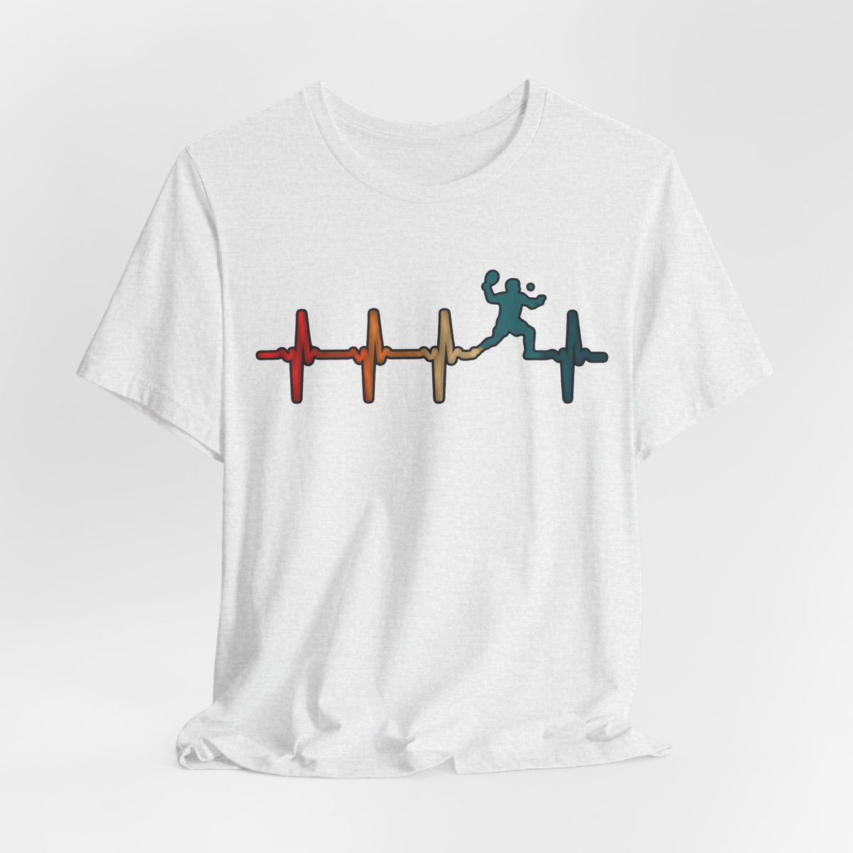 Heartbeat Tennis T‑Shirt — Colorful Surf Pulse Graphic Tee