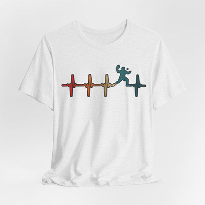 Heartbeat Tennis T‑Shirt — Colorful Surf Pulse Graphic Tee