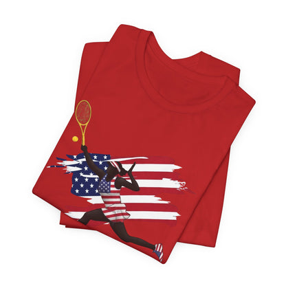 US Open 2026 Tennis T‑Shirt — American Flag Tennis Player Graphic Tee