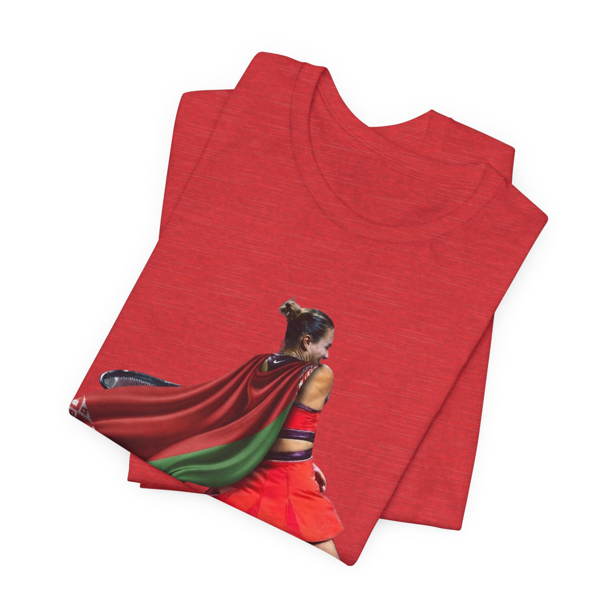 Runner Superhero Sabalenka T‑Shirt — Empowering Female Athlete Tee with Cape Graphic
