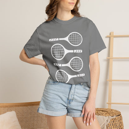 Tennis Rackets Graphic T-Shirt — Vintage-Inspired Garment-Dyed Tee