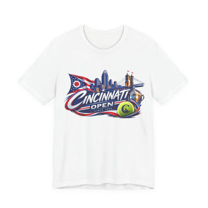 Cincinnati Open Tennis T‑Shirt – City Skyline & Tennis Ball Graphic