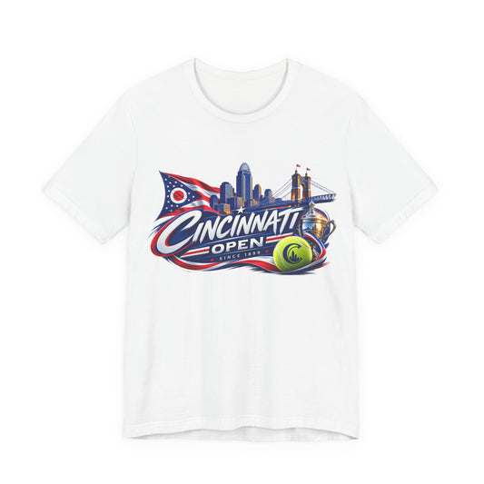 Cincinnati Open Tennis T‑Shirt – City Skyline & Tennis Ball Graphic