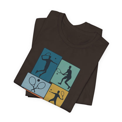 Tennis Silhouette Graphic Tee — Color Block Racket Players