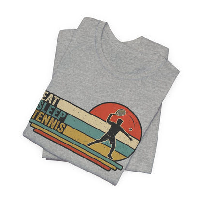 Eat Sleep Tennis Retro Graphic Tee — Vintage Tennis Player T‑Shirt