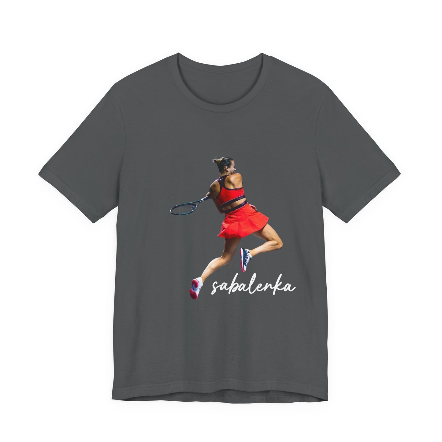 Tennis Player Sabalenka Graphic Tee — Women’s Red Dress Tennis Apparel