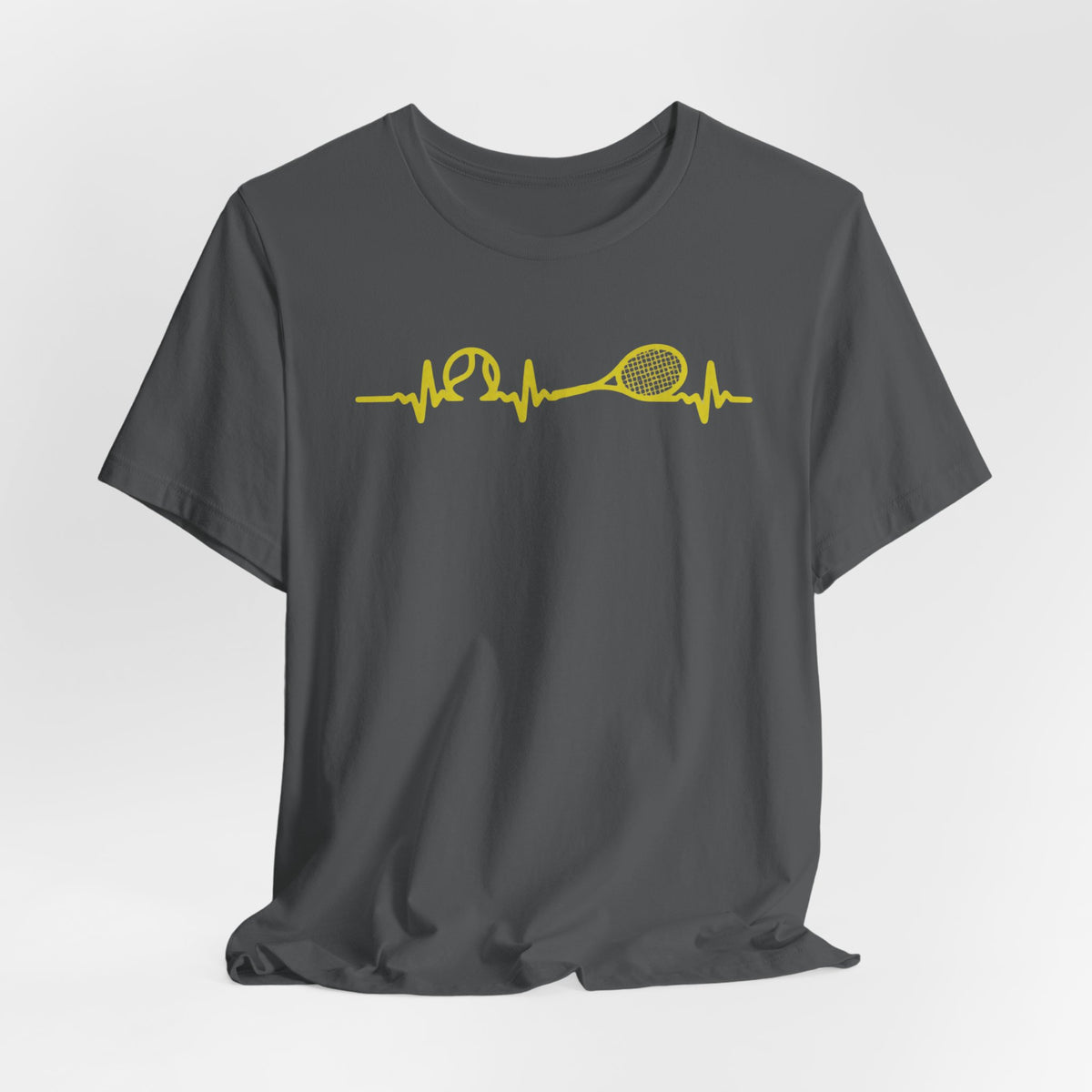 Tennis Heartbeat Tee — Minimal Tennis Racket ECG Graphic T-Shirt
