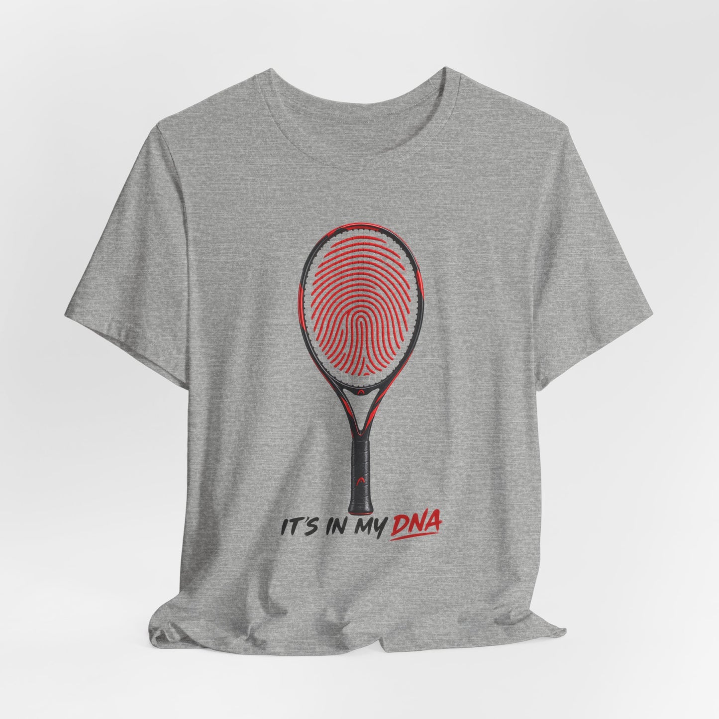 Tennis T‑Shirt — "It's In My DNA" Racket Fingerprint Tee