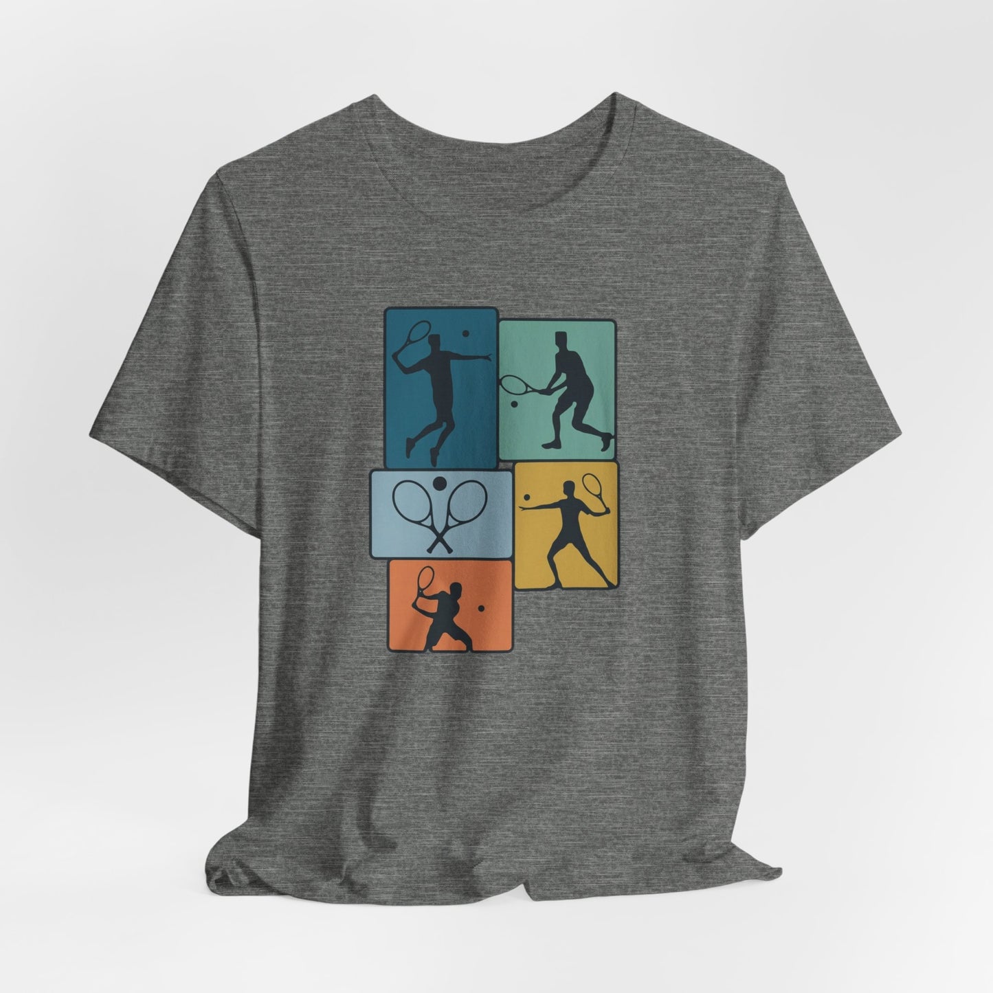 Tennis Silhouette Graphic Tee — Color Block Racket Players