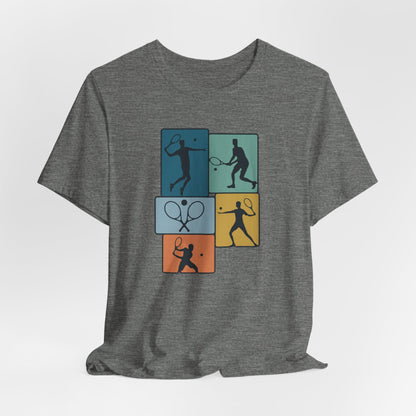 Tennis Silhouette Graphic Tee — Color Block Racket Players