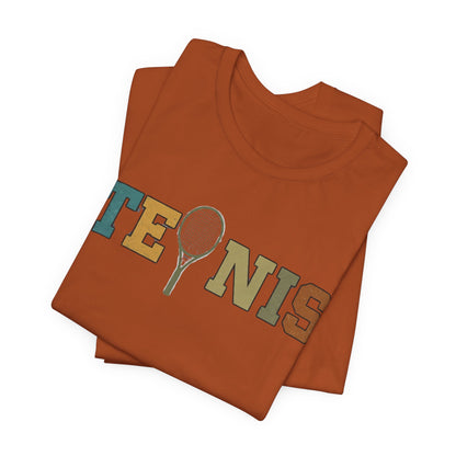 Tennis Retro Graphic Tee — Vintage Racket Lettering Shirt
