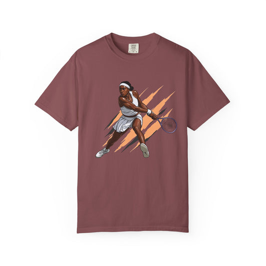 COCO GAUFF Tennis Player Graphic T-Shirt — Dynamic Women's Tennis Art Tee