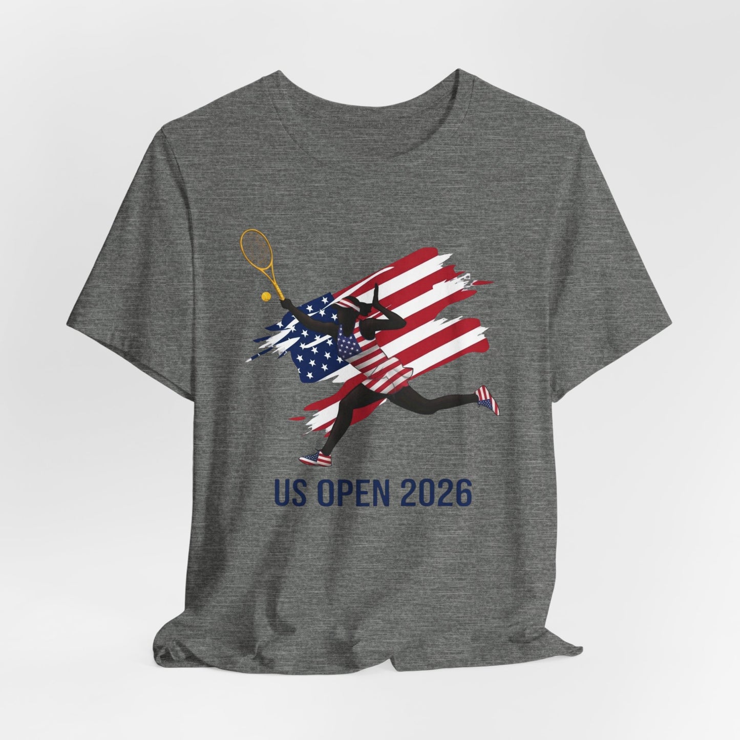 US Open 2026 Tennis T‑Shirt — American Flag Tennis Player Graphic Tee
