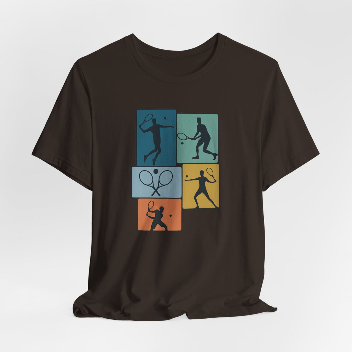 Tennis Silhouette Graphic Tee — Color Block Racket Players