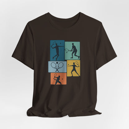 Tennis Silhouette Graphic Tee — Color Block Racket Players