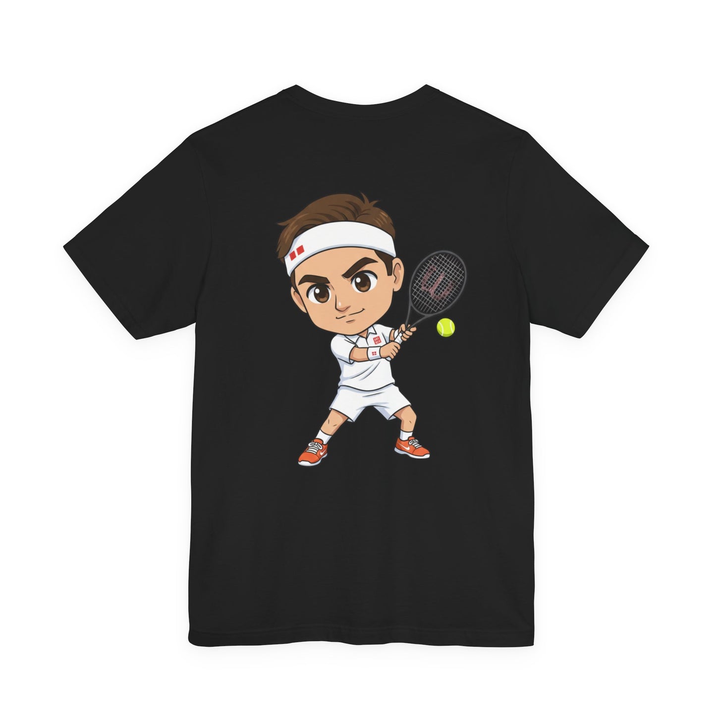 Tennis Tee — Watercolor Ball & Cartoon Player Short Sleeve Shirt