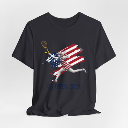 US Open 2026 Tennis Tee — American Flag Tennis Player Graphic T-Shirt