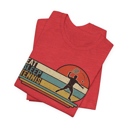 Eat Sleep Tennis Retro Graphic Tee — Vintage Tennis Player T‑Shirt