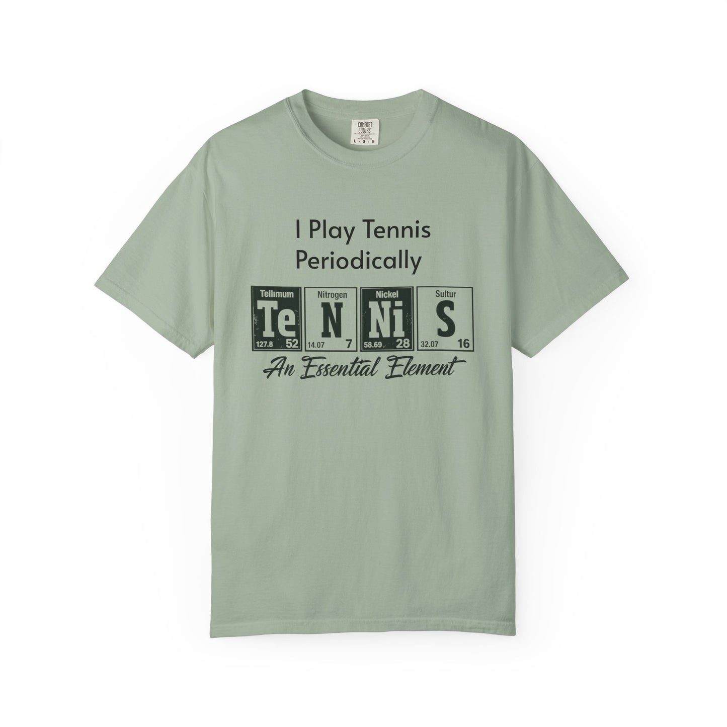 Tennis Periodically T‑Shirt — “An Essential Element” Chemistry Tennis Tee