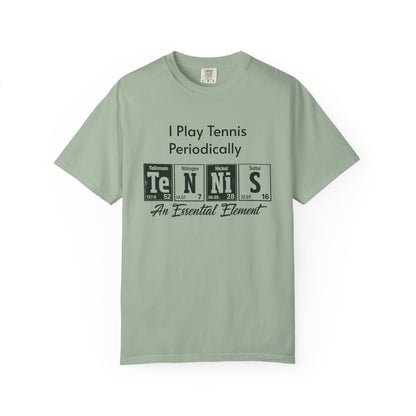 Tennis Periodically T‑Shirt — “An Essential Element” Chemistry Tennis Tee