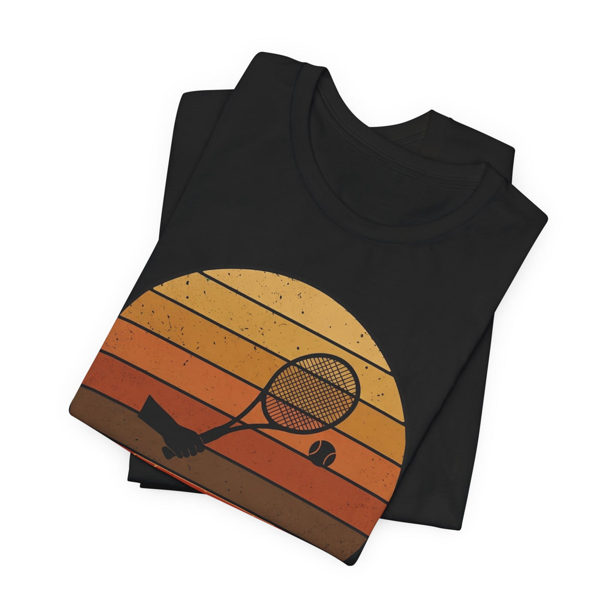 Retro Tennis Sunset Tee — Vintage Racket & Ball Graphic T‑Shirt