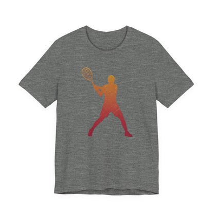 Tennis Player Silhouette Tee — Gradient Racket Sports T‑Shirt