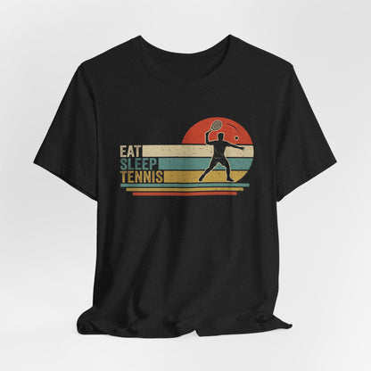 Eat Sleep Tennis Retro Graphic Tee — Vintage Tennis Player T‑Shirt