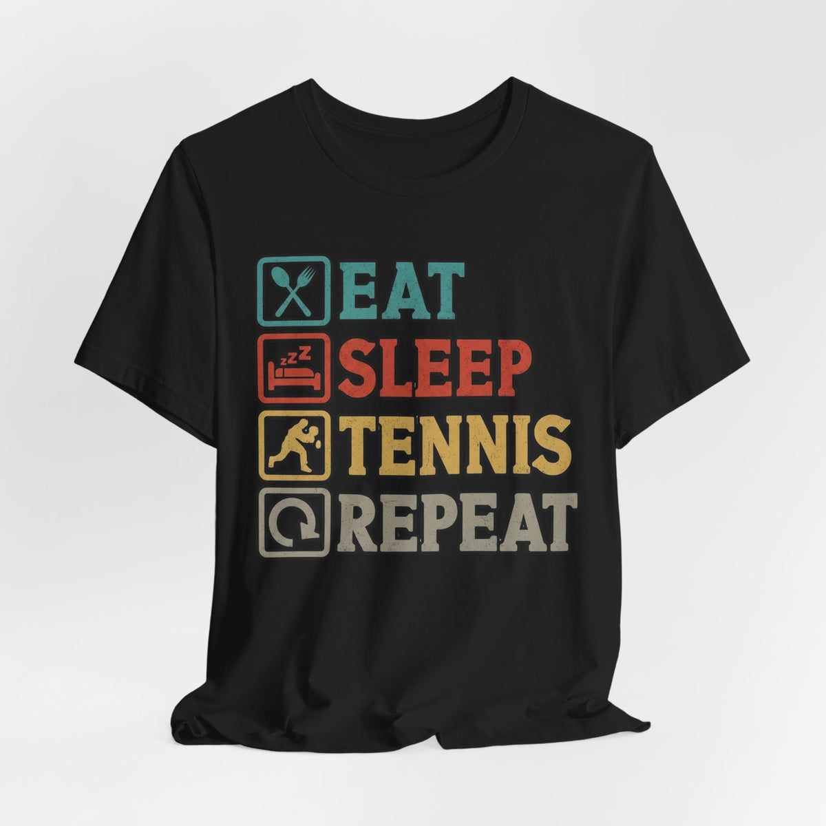 Tennis Tee — "Eat Sleep Tennis Repeat" Vintage Graphic Shirt