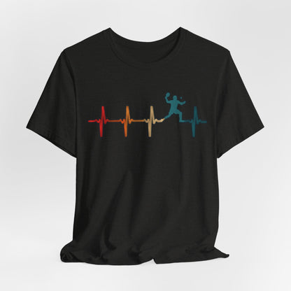 Heartbeat Tennis T‑Shirt — Colorful Surf Pulse Graphic Tee