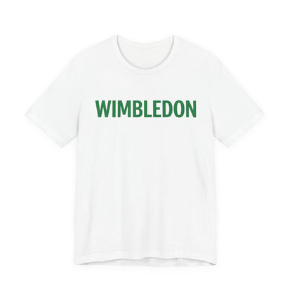 Wimbledon Classic Logo Tee — Green Text Tennis T‑Shirt