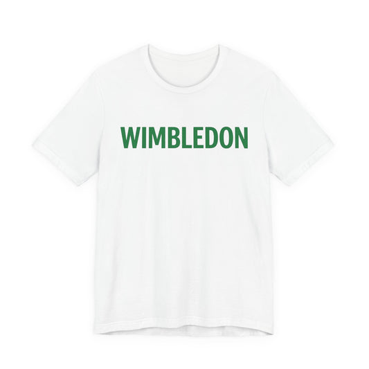 Wimbledon Classic Logo Tee — Green Text Tennis T‑Shirt