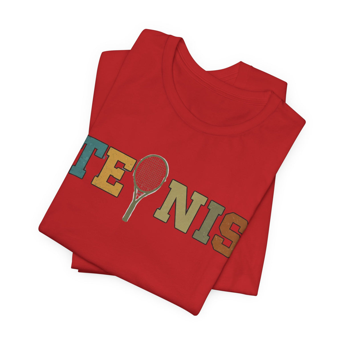 Tennis Retro Graphic Tee — Vintage Racket Lettering Shirt