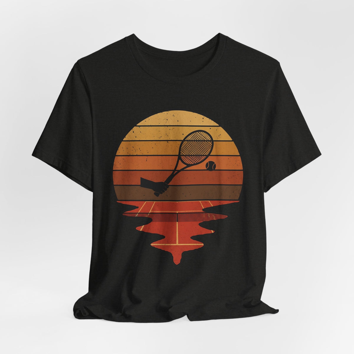 Retro Tennis Sunset Tee — Vintage Racket & Ball Graphic T‑Shirt