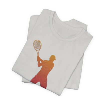 Tennis Player Silhouette Tee — Gradient Racket Sports T‑Shirt